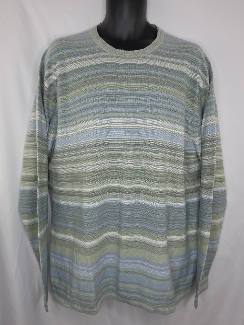 Joseph Abboud Men's Crewneck Sweater Striped Blue Green Gray Size XXL 2934